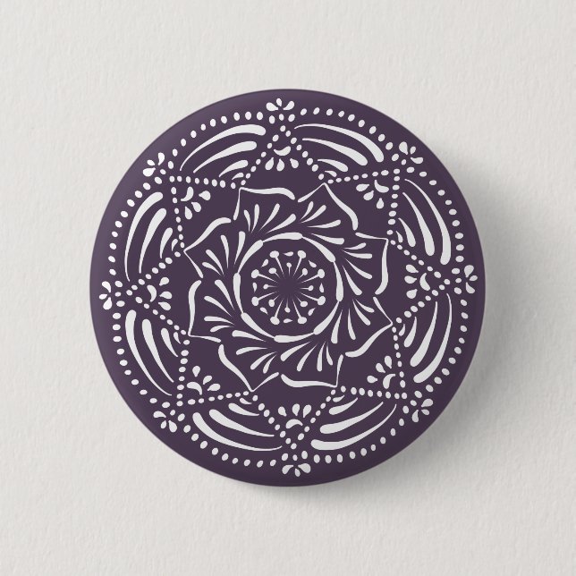 Bóton Redondo 5.08cm Plum Mandala (Frente)