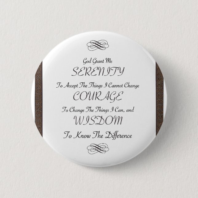 Bóton Redondo 5.08cm poema da oração da serenidade com guarnição (Frente)