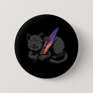 Bóton Redondo 5.08cm Poeta Gato Preto