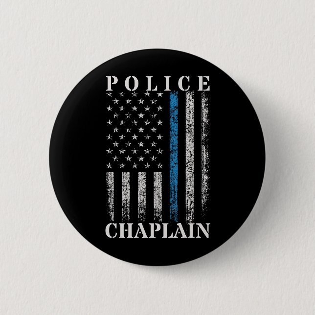 Bóton Redondo 5.08cm Polícia Chaplain - Bandeira Americana (Frente)