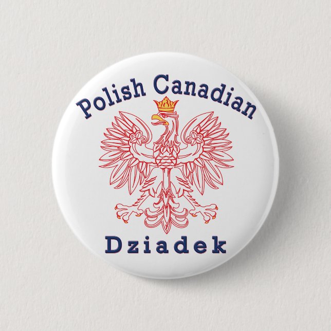 Bóton Redondo 5.08cm Polonês Canadense Eagle Dziadek (Frente)