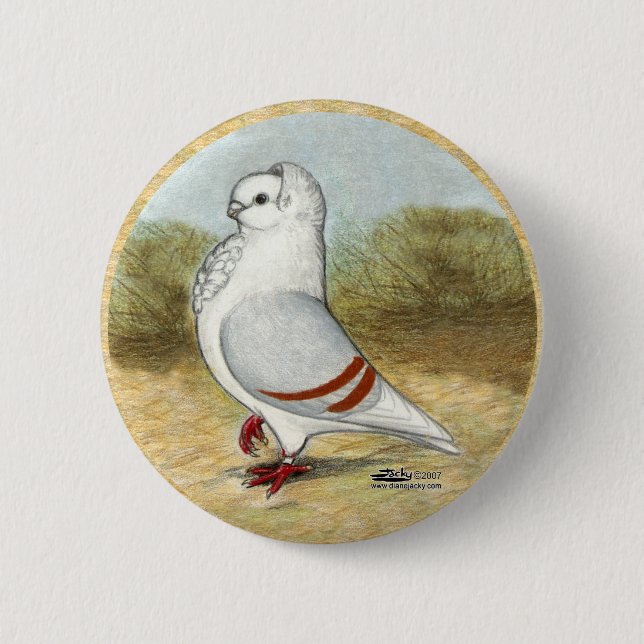 Bóton Redondo 5.08cm Pombo De Coruja Alemã Na Ronda (Frente)