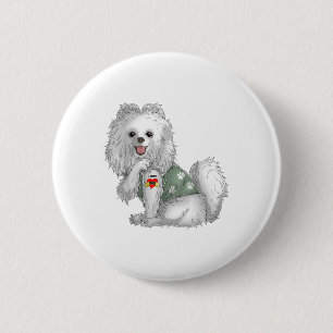Bóton Redondo 5.08cm Pomeraniano Eu Amo Mamãe Tatuagem Camiseta de cão