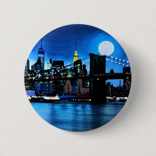 Bóton Redondo 5.08cm Ponte Brooklyn sob lua cheia