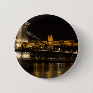 Bóton Redondo 5.08cm Ponte de Corrente com o Castelo de Buda, Hungria,