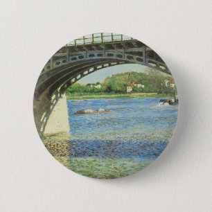 Bóton Redondo 5.08cm Ponte em Argenteuil por Gustave Caillebotte
