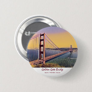 Bóton Redondo 5.08cm Ponte ouro Portão San Francisco Vintage Pintura