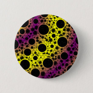 Bóton Redondo 5.08cm Pontos de bolhas espaciais - Amarelo/Roxo