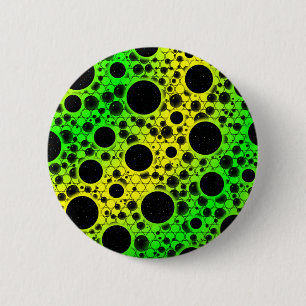 Bóton Redondo 5.08cm Pontos de bolhas espaciais - Amarelo/Verde