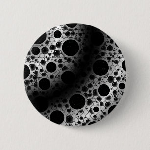 Bóton Redondo 5.08cm Pontos de bolhas espaciais - Branco/Preto