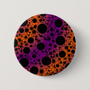 Bóton Redondo 5.08cm Pontos de bolhas espaciais - Roxo/Laranja