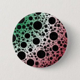 Bóton Redondo 5.08cm Pontos de bolhas espaciais - Verde/Branco/Vermelho
