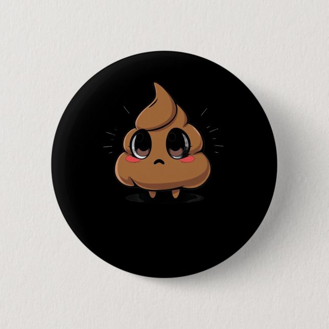 Bóton Redondo 5.08cm Poop Emoji Chibi Sticker (Frente)