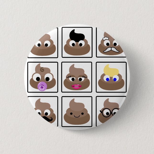 Bóton Redondo 5.08cm Poop Muitos Rostos (Frente)