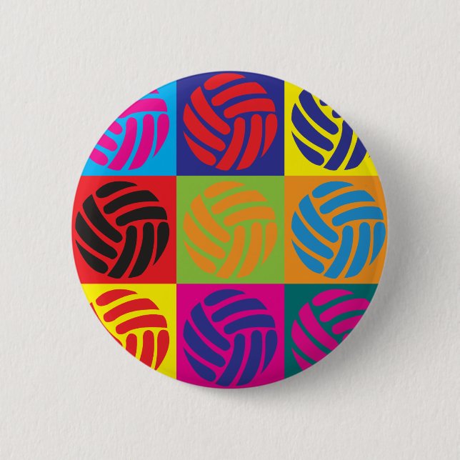 Bóton Redondo 5.08cm Pop art do voleibol (Frente)