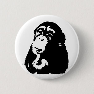 Bóton Redondo 5.08cm Pop Art Pensando Chimpanzé