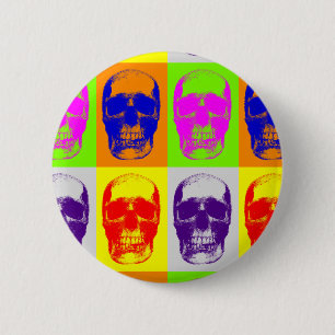 Bóton Redondo 5.08cm Pop Art Skull