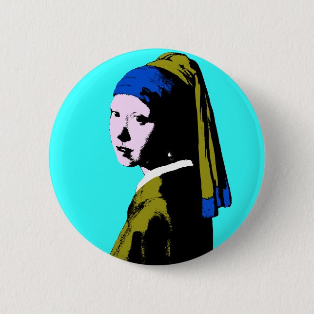 Bóton Redondo 5.08cm Pop Art Vermeer's Pearl Earring (Frente)