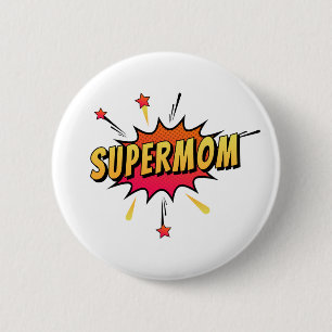Bóton Redondo 5.08cm Pop de Arte da Super-Mãe Retrópica Botão Pin