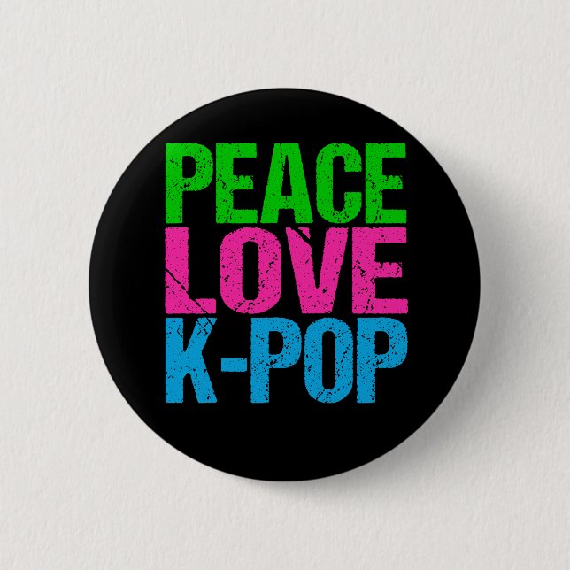 Bóton Redondo 5.08cm Pop Music Peace Love K-Pop (Frente)