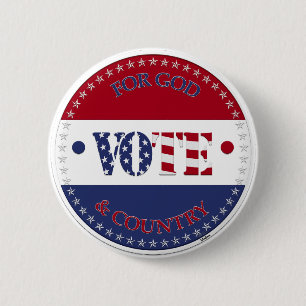 Bóton Redondo 5.08cm Por Deus e País, VOTAÇÃO com bandeira dos EUA