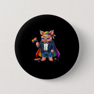 Bóton Redondo 5.08cm Porco Engraçado Lgbt Arco-Íris Lesbica Gay Orgulho