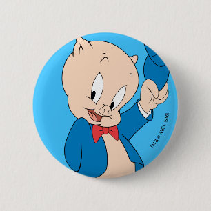 Bóton Redondo 5.08cm Porky Pig   Chapéus ondulados
