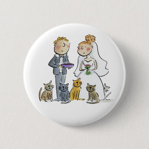 Bóton Redondo 5.08cm Porta copos de papel de gatos Casais de casamento
