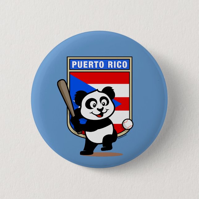 Bóton Redondo 5.08cm Porto Rico Baseball Panda (Frente)