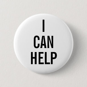 Bóton Redondo 5.08cm Posso Ajudar O Botão Branco Voluntário