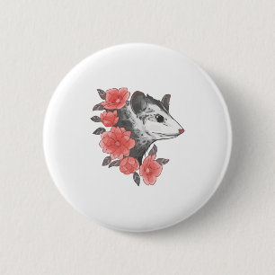 Bóton Redondo 5.08cm Possum Com Flores