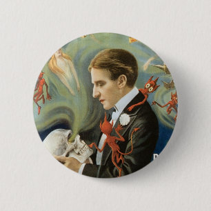 Bóton Redondo 5.08cm Poster mágico do vintage, Thurston, grande mágic