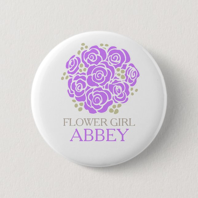 Bóton Redondo 5.08cm Posy roxo do florista nomeado botão wedding do (Frente)