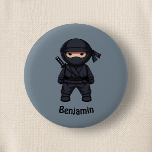 Bóton Redondo 5.08cm Pouco guerreiro de Ninja no cinza