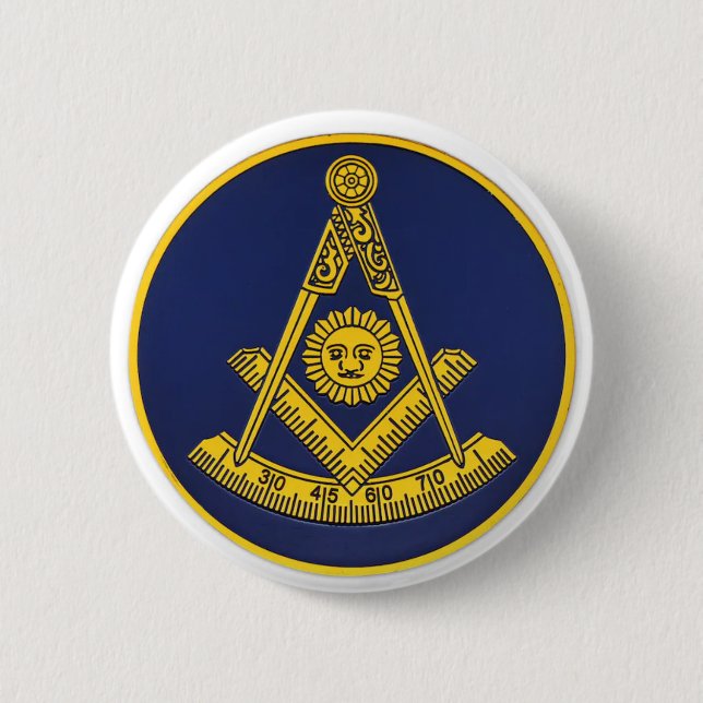 Bóton Redondo 5.08cm Praça Mestra Freemason e Masonic Compass (Frente)