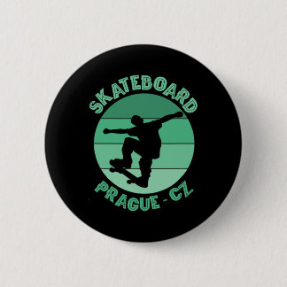 Bóton Redondo 5.08cm Prague Czech Republic Skateboarder Urn Skateboardi