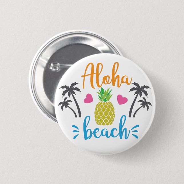 Bóton Redondo 5.08cm Praia Aloha (Frente & Verso)