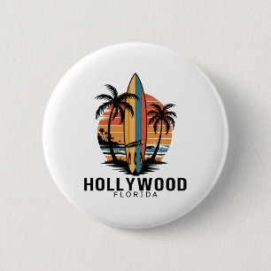 Bóton Redondo 5.08cm Praia de Hollywood Flórida Surfando Surfista