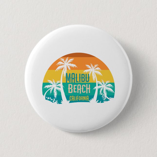 Bóton Redondo 5.08cm Praia de Malibu Retro (Frente)