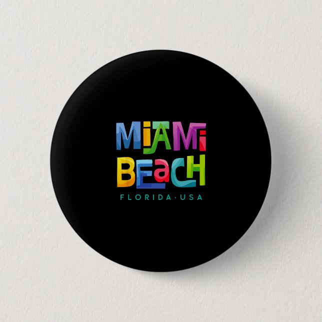 Bóton Redondo 5.08cm Praia de Miami (Frente)