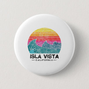 Bóton Redondo 5.08cm Praia de Ondas de Surf de Isla Vista Retro Califór