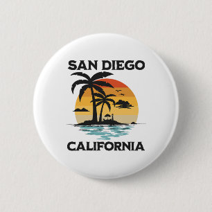 Bóton Redondo 5.08cm Praia de San Diego Califórnia Surf Verão Férias Vi