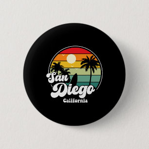 Bóton Redondo 5.08cm Praia de San Diego Califórnia Surfando Surfista Le