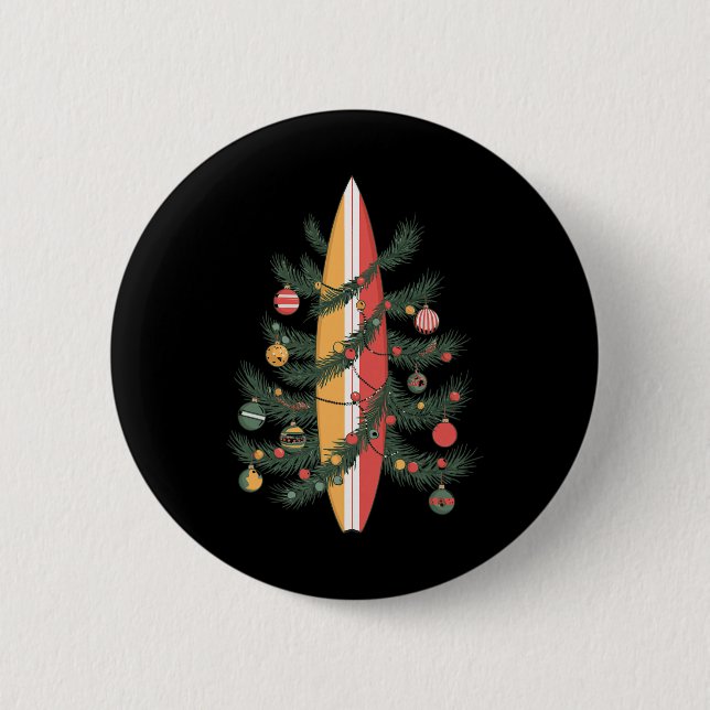 Bóton Redondo 5.08cm Prancha de Surf Árvore de Natal (Frente)