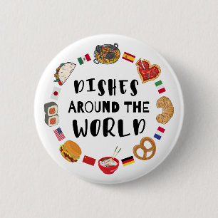 Bóton Redondo 5.08cm Pratos pelo mundo