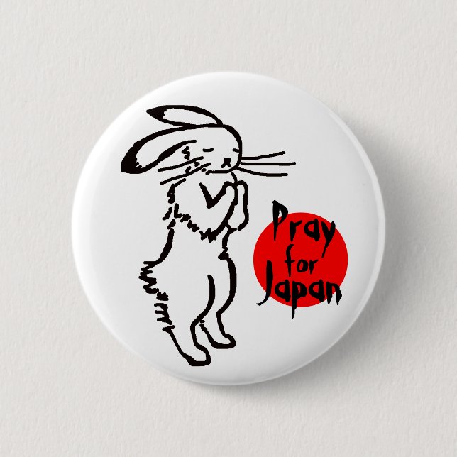 Bóton Redondo 5.08cm Pray for Japan(1 rabbit) (Frente)