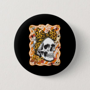 Bóton Redondo 5.08cm Preppy Arco Skull Halloween Spooky Season Womens G