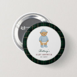 Bóton Redondo 5.08cm Preppy Bear Baby Shower Button