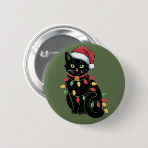 Bóton Redondo 5.08cm Presente de Natal para Gata Amante de Gatos Pretos