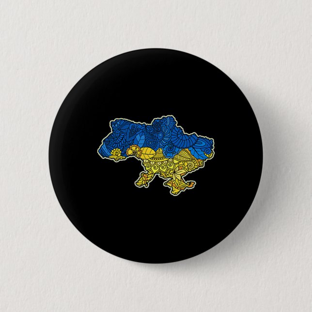 Bóton Redondo 5.08cm Presente do mapa de contorno da Ucrânia Bandeira N (Frente)
